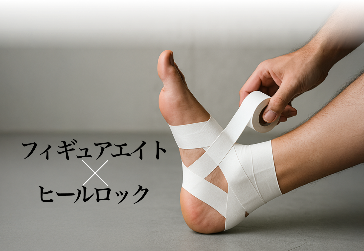 足にテーピングを巻いている様子